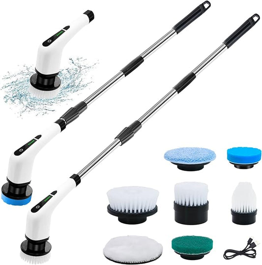 9 in 1 Electric Cleaning Scrubber, Replaceable Brush Heads - 90Mins Work Time